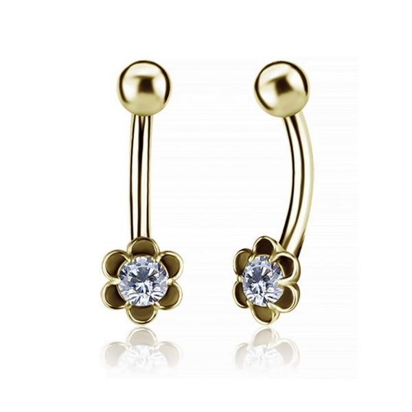 NAVAL PIERCING INTERNAL GOLD-PLATED WITH CRYSTAL FLOWER