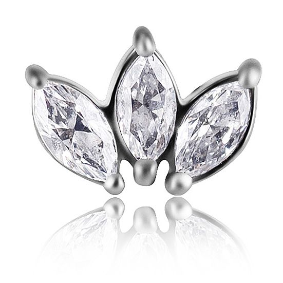 REPLACEMENT PIERCING WITH THREE LEAVES OF MARQUISE CUT CRYSTALS