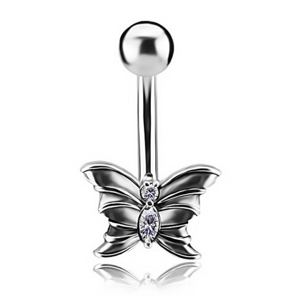 PIERCING PER OMBELICO CON FARFALLA CON PREMIUM CUBIC ZIRCONIA