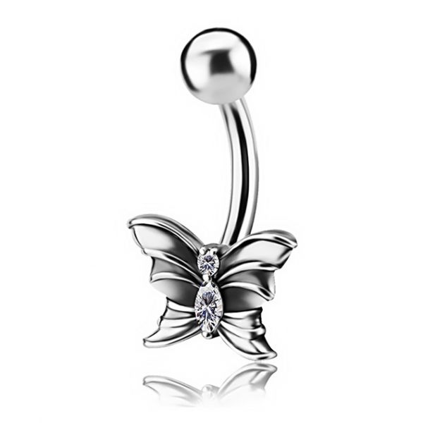 PIERCING PER OMBELICO CON FARFALLA CON PREMIUM CUBIC ZIRCONIA