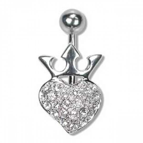 Crown and heart belly button piercing
