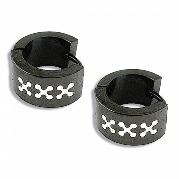 Black steel earrings with cross
