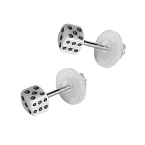 Steel earrings with acrylic dices