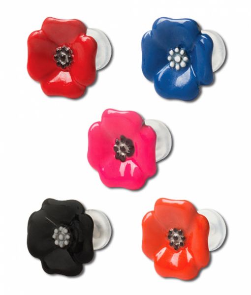 Steel earrings with colored flowers