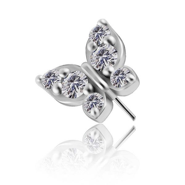 RICAMBIO GIOIELLO PIERCING CON FARFALLA DI CRISTALLI
