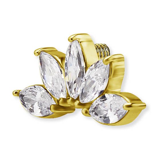 PIÈCE PLAQUÉ OR AVEC 5 FEUILLES EN CRISTAL