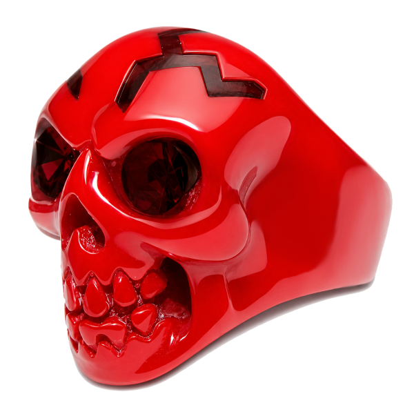 ANILLO DE CALAVERA CON OJOS DE CRISTAL