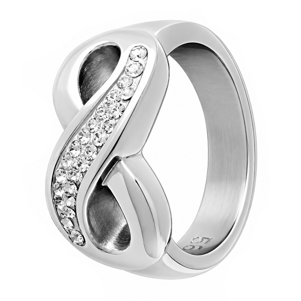 RING WITH INFINITY SYMBOL AND CRYSTALS