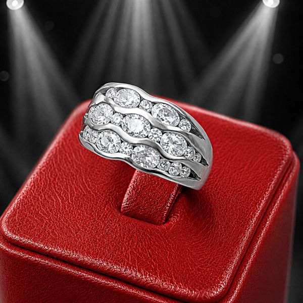 BAGUE BANDEAU EN ARGENT AVEC PETITS CRISTAUX