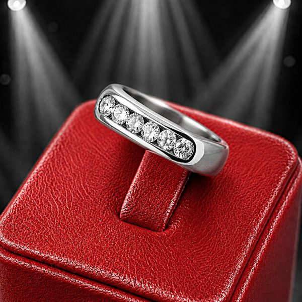 SILVER RING WITH SIX CRYSTALS