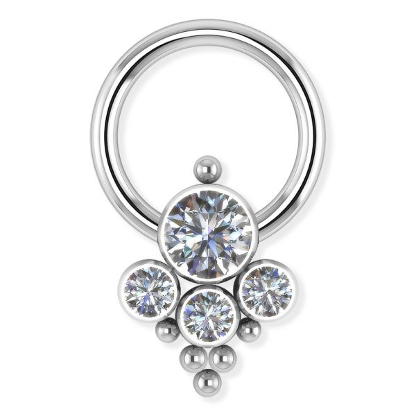 Titan clip Ring mit vier Premium Kristallen