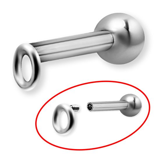 INTERNAL STRAIGHT TITANIUM BARBELL WITH RING