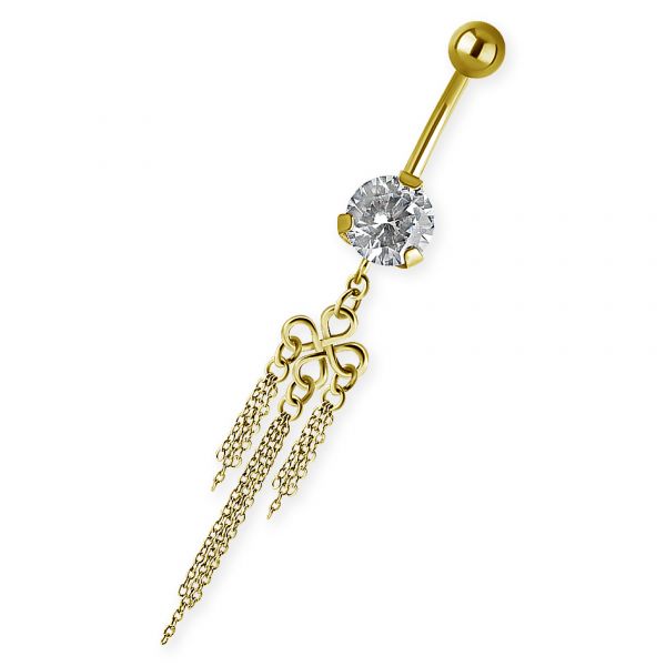 Banana bagnata in oro con brillante Cubic Zirconia con doppio infinito e catenine
