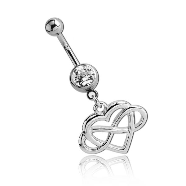 Steel bananabell with heart and crystal