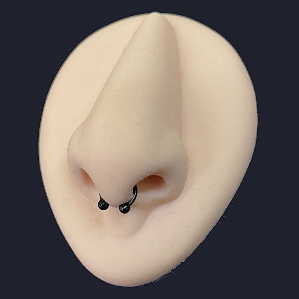 PIERCING BARRA CIRCOLARE NERA CON DUE SFERE