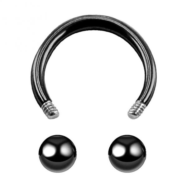 PIERCING BARRA CIRCOLARE NERA CON DUE SFERE