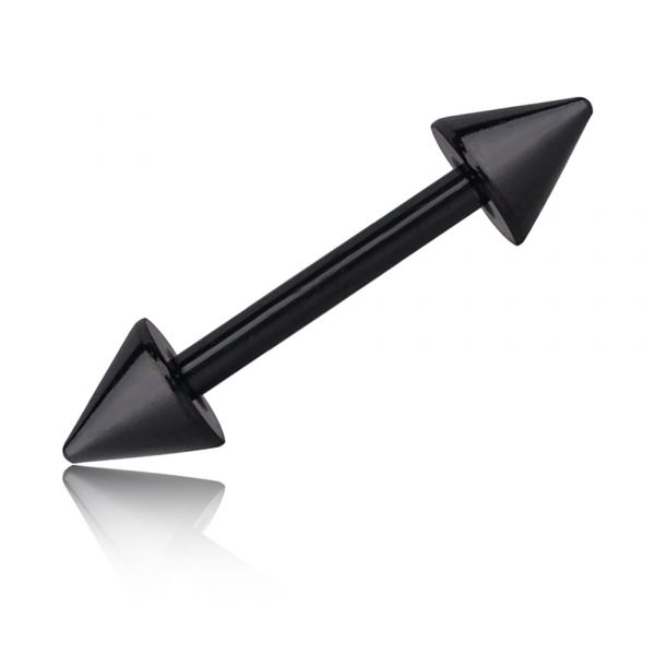 Black piercing barbell with spikes