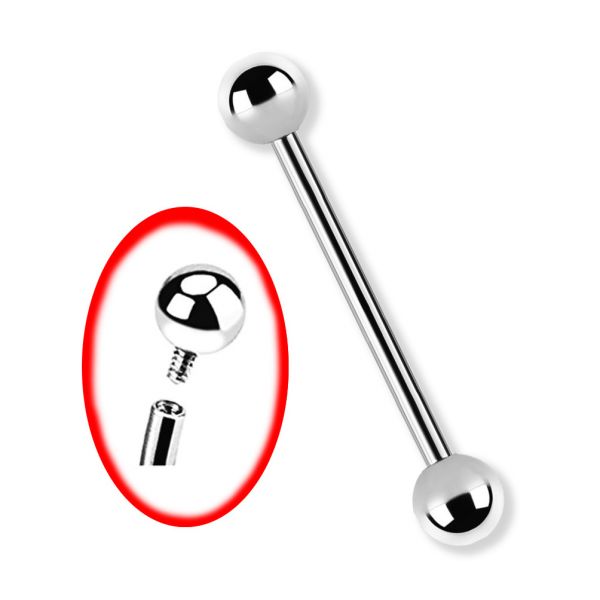 Tongue piercing with internal thread