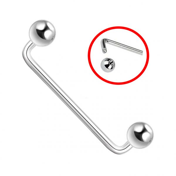 Barbell with balls for subcutaneous piercing