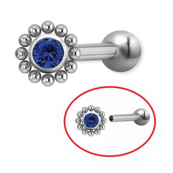PIERCING BARRA E RICAMBIO CON CRISTALLO E SFERE