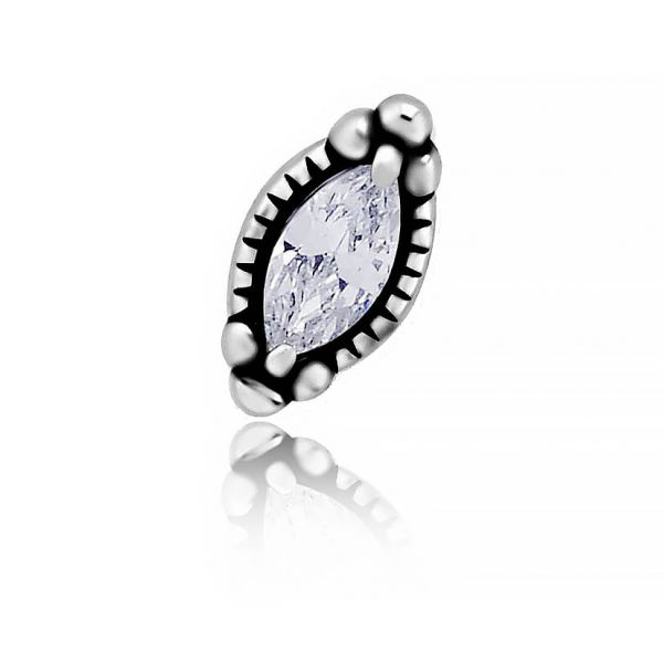 BARRA PIERCING IN ACCIAIO CON ROMBO IN CRISTALLO