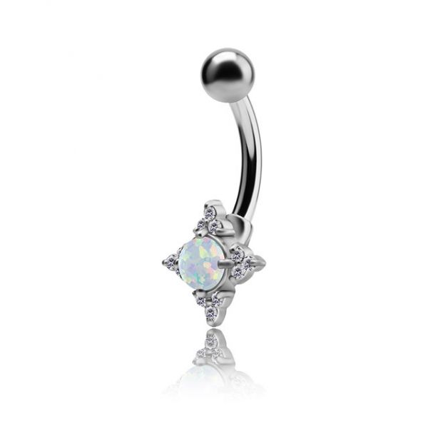 PIERCING PER OMBELICO CON OPALE E CRISTALLI