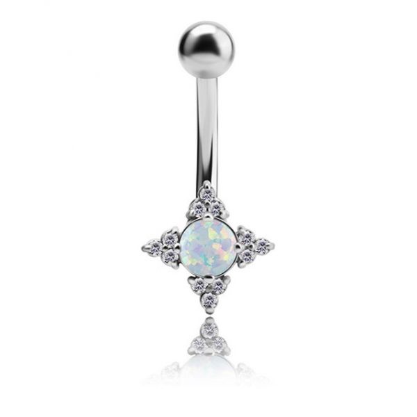 PIERCING PER OMBELICO CON OPALE E CRISTALLI