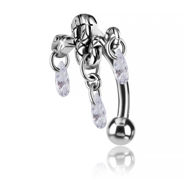 PIERCING PER L’OMBELICO CON SERPENTE E CRISTALLI BIANCHI