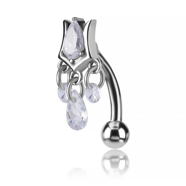 PIERCING PER L’OMBELICO CON GOCCIA E CRISTALLI PENDENTI