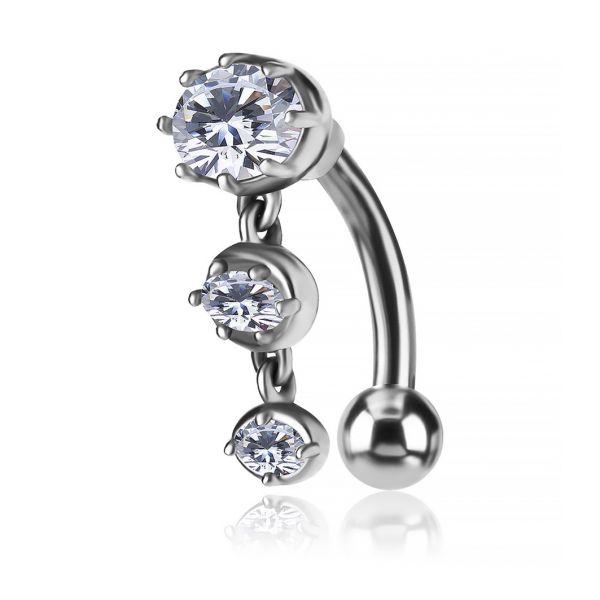 BELLY BUTTON PIERCING WITH DANGLING CRYSTALS