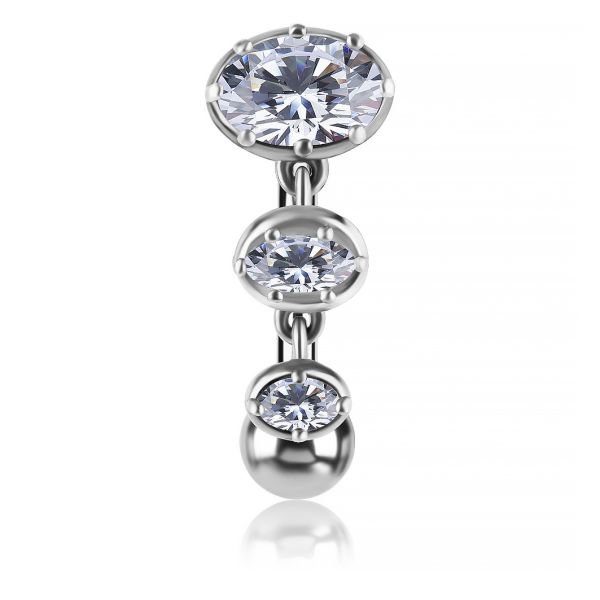 BELLY BUTTON PIERCING WITH DANGLING CRYSTALS