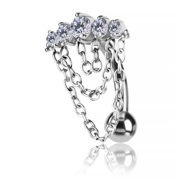 REVERSE BELLY BUTTON JEWELRY WITH CRYSTALS AND CHAINS