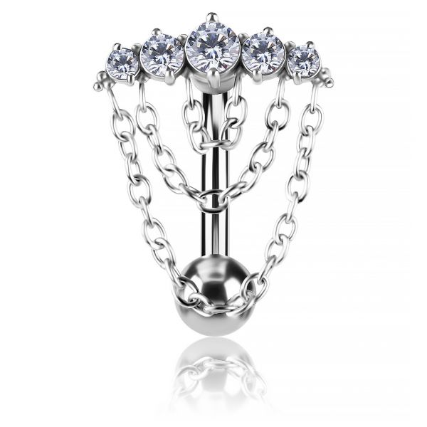 REVERSE BELLY BUTTON JEWELRY WITH CRYSTALS AND CHAINS