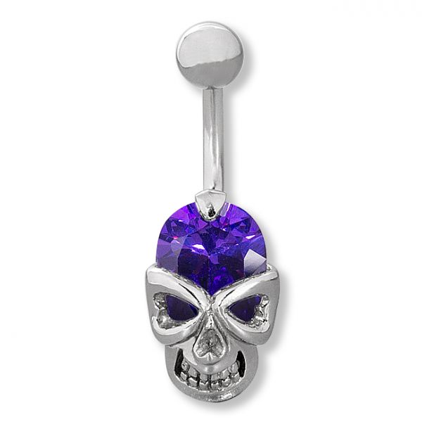 SKULL BELLY BUTTON PIERCING WITH CRYSTAL