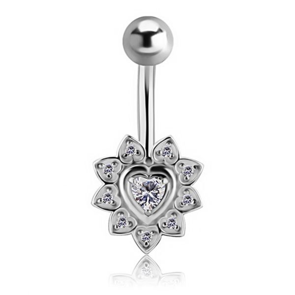PIERCING PER L'OMBELICO CON CUORE DI CRISTALLO