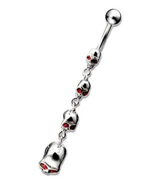 NAVEL PIERCING WITH HANGING SKULLS