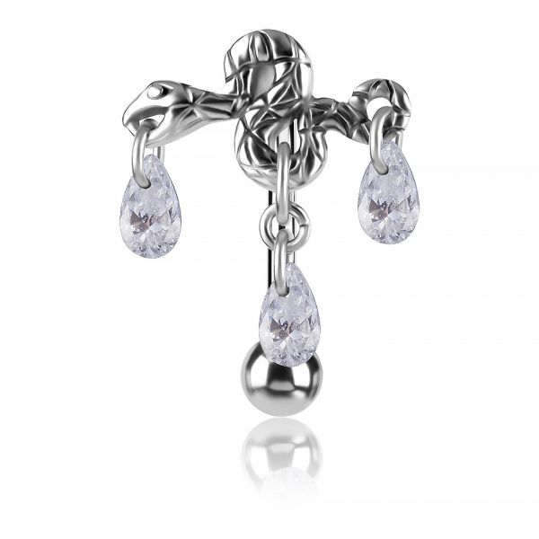 PIERCING PER L’OMBELICO CON SERPENTE E CRISTALLI BIANCHI