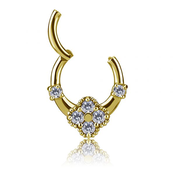 GOLD-PLATED CLICKER RING WITH DIAMOND-SHAPED PREMIUM ZIRCONIA