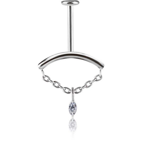 VERTICAL HELIX LABRET WITH CRYSTAL DROP
