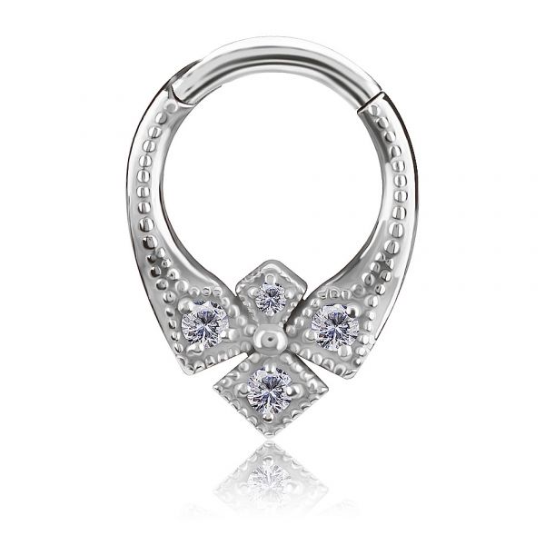 KREUZ-CLICKER-RING MIT KRISTALLEN