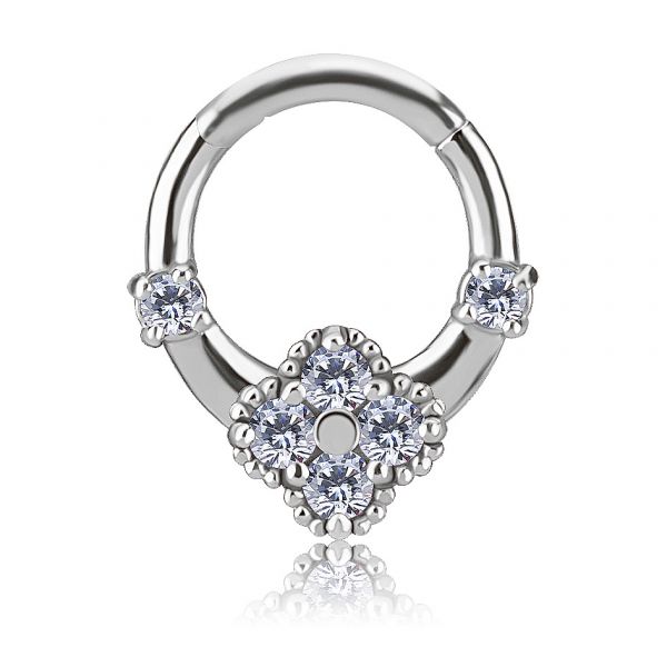CLICKER RING WITH RHOMBUS CRYSTALS