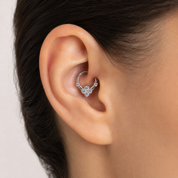 CERCHIETTO CLICKER CON PREMIUM ZIRCONIA A ROMBO