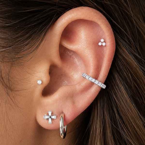 PENDIENTE CLICKER PARA CONCH CON CIRCONITAS CÚBICAS