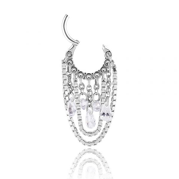 PIERCING CLICKER CON CRISTALLI E CATENE