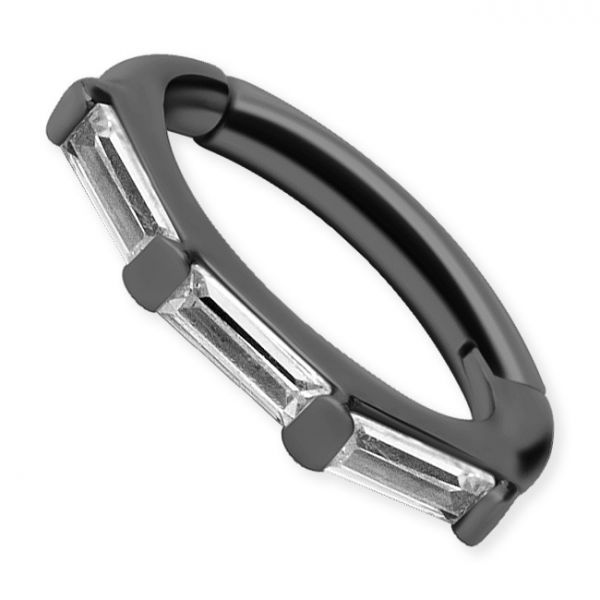 ANNEAU GUNMETAL POUR LE ROOK AVEC ZIRCON SYNTHÉTIQUE