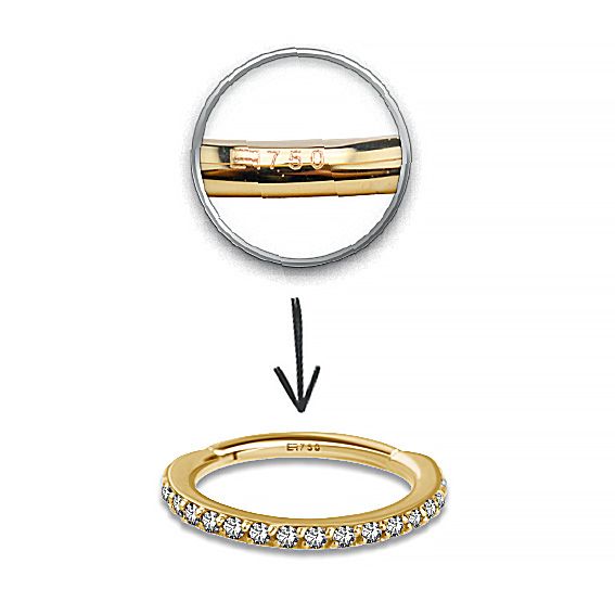 18 CARAT GOLD NOSE CIRCLE WITH CRYSTALS
