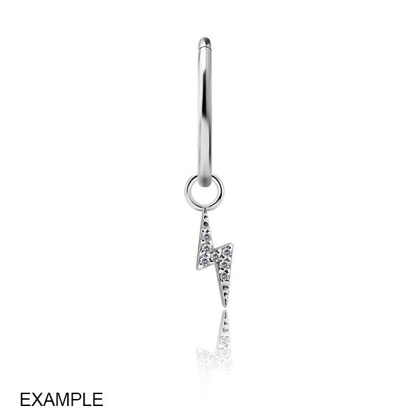 PENDANT WITH CRYSTAL LIGHTNING BOLT FOR HOOP PIERCING