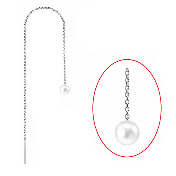 PENDIENTE CON CADENA Y BOLA DE PERLA