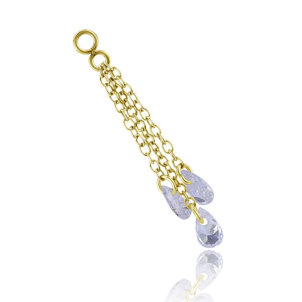 Charm dorado con cadenas y cristales de zirconias