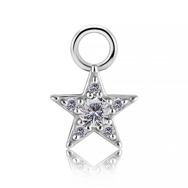 PENDANT WITH A STAR OF DIAMONDS FOR CIRCULAR PIERCINGS